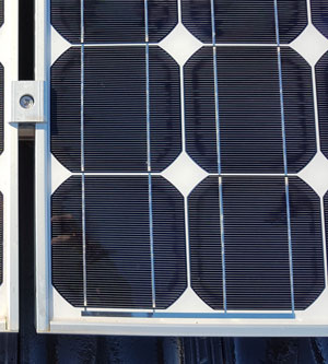 Solar panel cleaning close up
